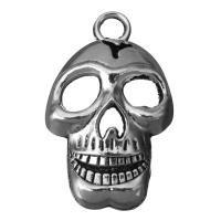 Cink ötvözet Skull Medálok, Koponya, divat ékszerek & Halloween ékszer ajándék & megfeketedik, ezüst, nikkel, ólom és kadmium mentes, 22.5x37.5x9mm, Lyuk:Kb 4.5mm, 50PC-k/Lot, Által értékesített Lot