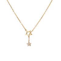 Cubic Zircon Micro Pave Brass Necklace 925 Sterling Silver with Cubic Zirconia Star fashion jewelry & for woman 46cmx6.9mmx9.8mm Sold By PC