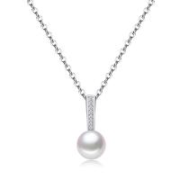 925 Sterling Silver Pendant, with Freshwater Pearl, platinum plated, for woman, 7x26mm, Sold By PC