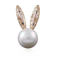 South Sea Shell Brooch Brass with Shell Pearl Rabbit plated micro pave cubic zirconia & for woman Sold By PC