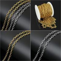 Ovalni lanac od nehrđajućeg čelika, Nehrđajući čelik, pozlaćen, modni nakit, više boja za izbor, 8x5.50x1mm, 10m/spool, Prodano By spool