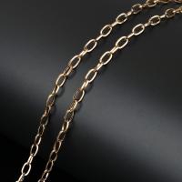 Owalne łańcucha ze stali nierdzewnej, Stal nierdzewna, Platerowane w kolorze złota, biżuteria moda, 6.50x4x1mm, 10m/szpula, sprzedane przez szpula