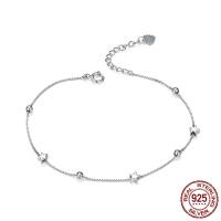 925 Sterling Silver Bangle Bracelet, Star, platinum plated, box chain & for woman, Sold Per Approx 7.8 Inch Strand
