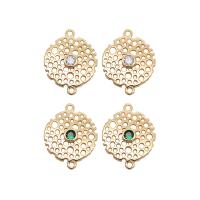 Cubic Zirconia Micro Pave Brass Connector gold color plated DIY & micro pave cubic zirconia & hollow metallic color plated 1mm Sold By Lot