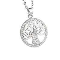 925 Sterling Silver Pendant Tree platinum plated with rhinestone & hollow 17.50mm Sold By PC