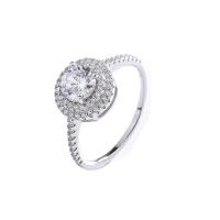 925 Sterling Silver Finger Rings Round platinum plated & micro pave cubic zirconia & for woman 10.6mm 6mm US Ring Sold By PC