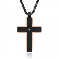 Nehrđajućeg čelika križa Privjesci, Nehrđajući čelik, pozlaćen, modni nakit & za čovjeka, crn, 29x48mm, Prodano By PC