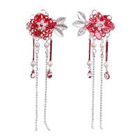 Alligator Hair Clip Zinc Alloy plated fashion jewelry & for woman & with rhinestone red nickel lead & cadmium free Sold By Pair