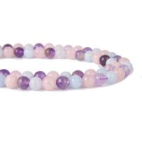 Perles de pierres précieuses mixtes, quartz rose, avec Améthyste de niveau B & aigue-marine, Rond, poli, DIY & normes différentes pour le choix, Vendu par Environ 15 pouce brin
