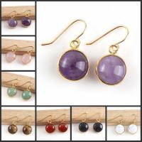 Natural Quartz Earrings Round gold color plated fashion jewelry & for woman Sold By Pair