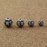 925 Sterling Silver Beads, Round, antique silver color plated, DIY & different size for choice, Hole:Approx 1-4mm, Sold By PC