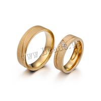 Stainless Steel Finger Ring gold color plated & micro pave cubic zirconia & for couple 6mm Sold By PC