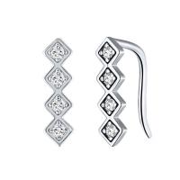 925 Sterling Silver Stud Earrings plated fashion jewelry & micro pave cubic zirconia & for woman Sold By Lot