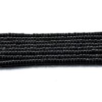 Perles en pierre noire, rectangle, poli, DIY, noire, 2x4mm, Longueur Environ 15.35 pouce, 5Strandstoron/lot, Vendu par lot