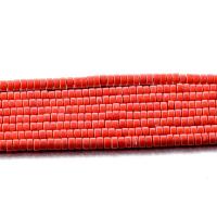 Coral sintético Abalorio, Esférico, Bricolaje, Rojo, 2x4mm, longitud aproximado 15.35 Inch, 5Strandsfilamento/Grupo, Vendido por Grupo