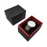 Caja de Joyería para Reloj, Papel, Cuadrado, incrustacion de oro, negro y rojo, 75x100x70mm, Vendido por UD
