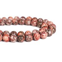 Leopard Skin Stone, Krug, možete DIY & različite veličine za izbor, crven, Prodano Per Približno 15 inčni Strand