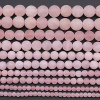 Naturlige rosenkvarts perler, Rose Quartz, Runde, du kan DIY & forskellig størrelse for valg & mat, lyserød, Solgt Per Ca. 15 inch Strand