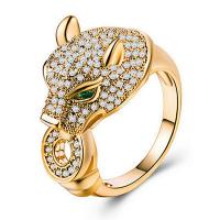 Cubic Zircon Brass Finger Ring Leopard plated micro pave cubic zirconia nickel lead & cadmium free 12*24mm Sold By PC