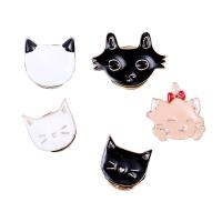 Collar Brooch Zinc Alloy Cat gold color plated & enamel nickel lead & cadmium free Sold By Lot