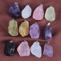 Quartz Gemstone Pendants silver color plated for woman nickel lead & cadmium free - Sold By PC