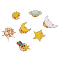Collar Brooch Zinc Alloy Moon and Star gold color plated & enamel nickel lead & cadmium free Sold By PC