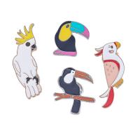 Collar Brooch Zinc Alloy Parrot plated & enamel nickel lead & cadmium free Sold By PC