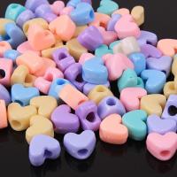 Solid Color Akryl perler, Heart, ensfarvet, blandede farver, 12x9x7mm, Hole:Ca. 4mm, 0.5KG/Box, Solgt af Box