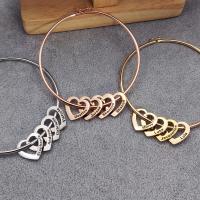 Stainless Steel Bangle 304 Stainless Steel Heart electrolyzation Unisex 2mm Inner Approx 67mm Sold By PC