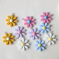 Resin Pendant, Flower, polished, with hanging hook & also can be used as hair accessories or cellphone DIY decoration, more colors for choice, 3cm, 10PCs/Bag, Sold By Bag