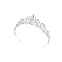 Bridal Tiaras Zinc Alloy Crown silver color plated for bridal & with rhinestone white nickel lead & cadmium free 140*60mm Sold By PC