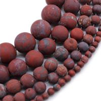 Jaspis Brecciated Perle, rund, satiniert, rot, verkauft von Strang
