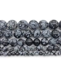 Snowflake Obsidian Bead, Runde, poleret, du kan DIY & forskellig størrelse for valg, flere farver til valg, Solgt af Strand