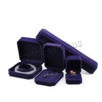 Velveteen smykker sæt box, Velvet box, Bærbare & Bæredygtig & forskellige stilarter for valg, lilla, nikkel, bly & cadmium fri, Solgt af Lot