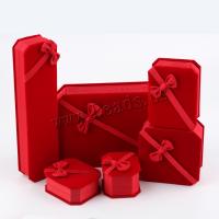 Velveteen smykker sæt box, Velvet box, Bærbare & Bæredygtig & forskellige stilarter for valg, rød, nikkel, bly & cadmium fri, Solgt af PC