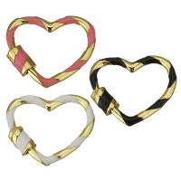Brass Clasp Heart plated DIY & enamel & hollow Sold By Lot