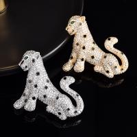 Brass Brooch Leopard plated Unisex & micro pave cubic zirconia nickel lead & cadmium free Sold By PC