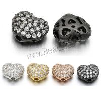 Cubic Zirconia Micro Pave Brass Beads Heart plated DIY & micro pave cubic zirconia & hollow Approx 1.3mm Sold By Lot