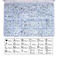 Alphabet Akril gyöngyök, Kocka, DIY & zománc & nagy lyuk, kevert színek, 6mm, 1200PC-k/Box, Által értékesített Box