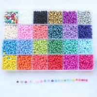 Duha Skleněné perličky, Sklo, vypalovací lak, DIY & 24 článků, smíšené barvy, 4mm, Otvor:Cca 1-1.5mm, 7200PC/Box, Prodáno By Box