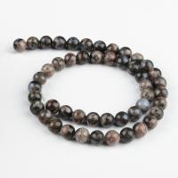 Perles bijoux en pierres gemmes, Pierre arc-en-ciel, Rond, noir et brun, 98/brin, Vendu par brin