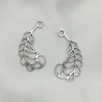 Zinc Alloy Pendant Leaf antique silver color plated DIY & hollow silver color nickel lead & cadmium free Sold By Bag