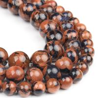 Perles en verre aventuriné, pierre gemme, Rond, poli, brun, 48PC/brin, Vendu par brin