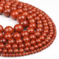 Gemstone smykker perler, Red Jasper, Runde, poleret, rød, Solgt af Strand