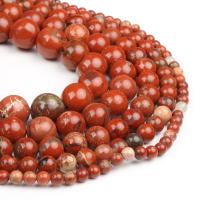 Jaspis Brekzien Perlen, Jaspis Brecciated, rund, poliert, rot, 98PC/Strang, verkauft von Strang