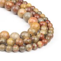Perles veines arc-en-ciel , Jaspe d'arc-en-ciel, Rond, poli, brun, 6x6x6mm, 63PC/brin, Vendu par brin