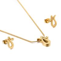 Fashion Stainless Steel Jewelry Sets Stud Earring & necklace Snake 18K gold plated for woman nickel lead & cadmium free  Sold By Set