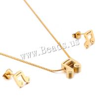 Fashion Stainless Steel Jewelry Sets Stud Earring & necklace Music Note 18K gold plated for woman nickel lead & cadmium free  Sold By Set