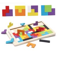 Wood Kids Wooden Geometry Matching Puzzle for children multi-colored Sold By Set