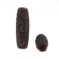 Naturlige tibetanske Agate Dzi Beads, Tibetansk agat, Kolonne, rødbrun, 14x14x41mm, 1/PC, Solgt af PC